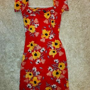 Red h&m mini dress with flowers floral